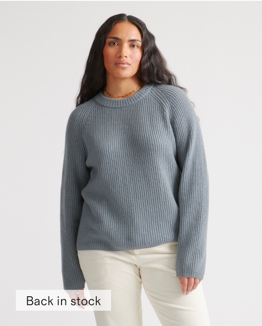 Women’s Mongolian Cashmere Fisherman Crewneck Sweater 