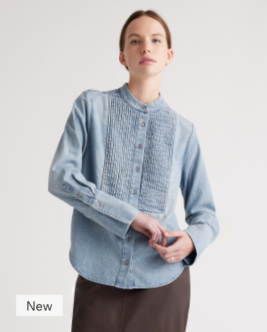 Distressed Denim Tuxedo Shirt