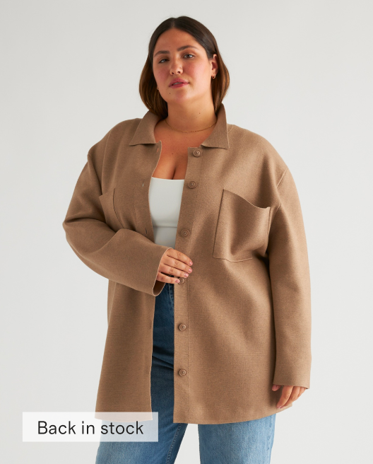 Eco-Knit Milano Stitch Oversized Shirt Jacket