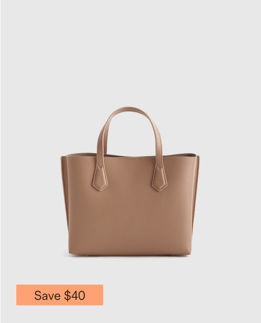 Italian Leather Small Triple Compartment Tote