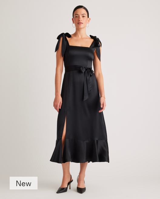 100% Washable Silk Square Neck Midi Dress