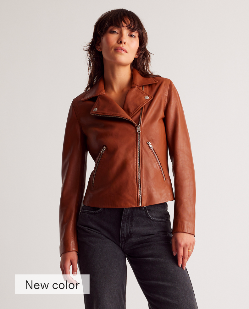 100% Washed Leather Biker Jacket