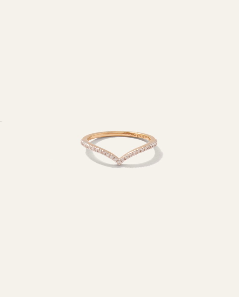 14K Gold Pave Diamond Wishbone Ring