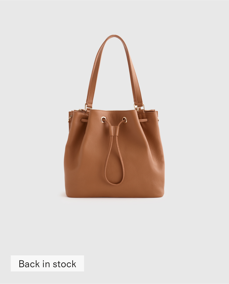 Italian Leather Triple Compartment Bucket Bag