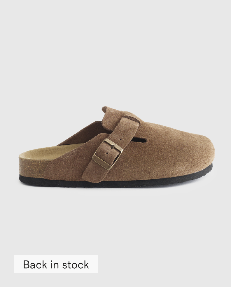 Water Repellent Suede Clog Mule