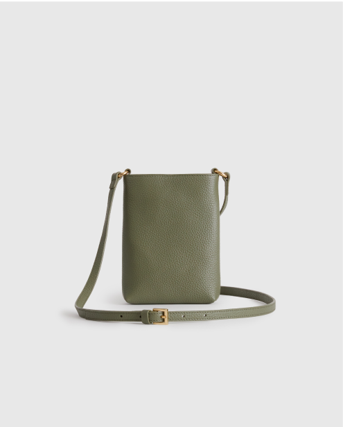 Italian Pebbled Leather Phone Crossbody