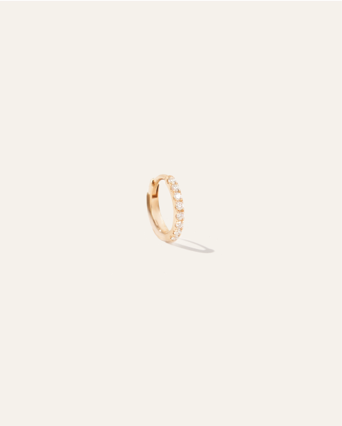 14K Gold Pavé Diamond Huggie Solo Hoop