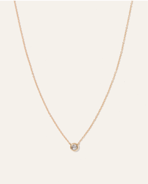 14K Gold Diamond Bezel Necklace