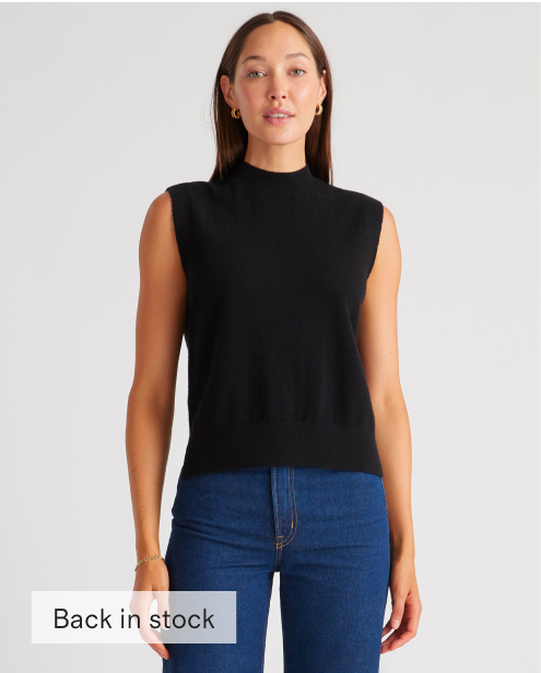 Mongolian Cashmere Mock Neck Sweater Vest