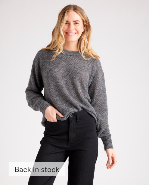Baby Alpaca-Wool Diamond Stitch Crew
