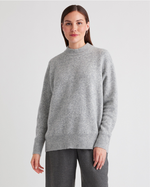 Superfine Merino Wool Boucle Oversized Crewneck Sweater