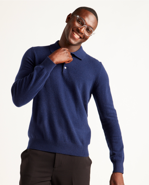 Mongolian Cashmere Polo Sweater