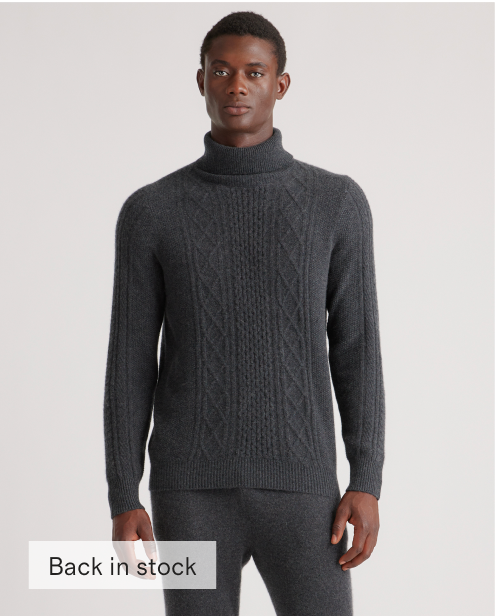 Mongolian Cashmere Cable Turtleneck Sweater