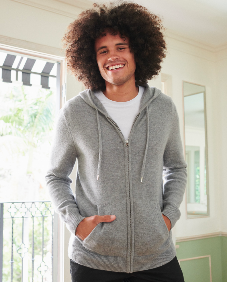 Mongolian Cashmere Full-Zip Hoodie