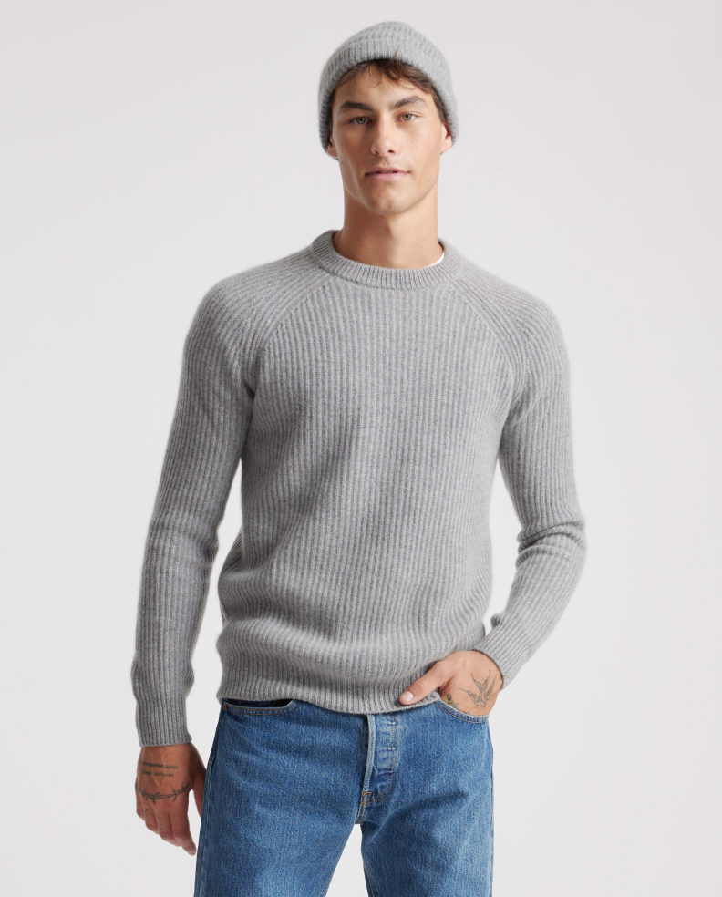 Mongolian Cashmere Ribbed Crewneck Sweater