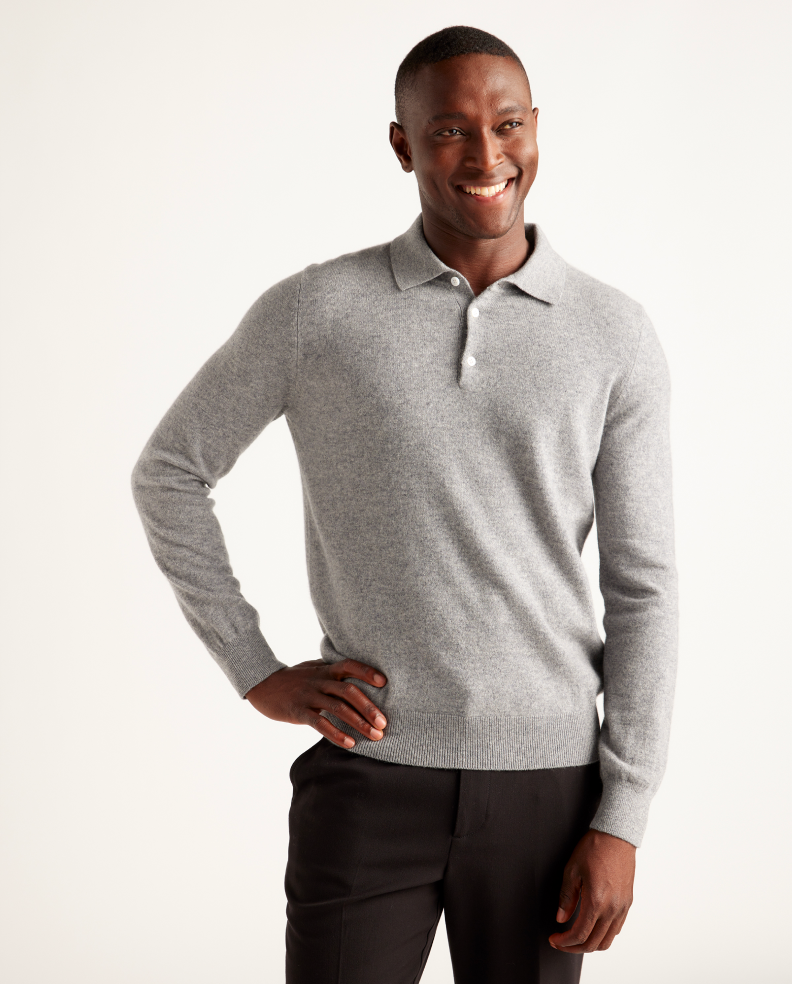 Mongolian Cashmere Polo Sweater