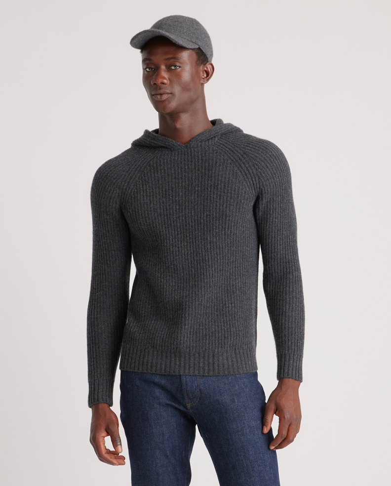 Mongolian Cashmere Fisherman Pullover Hoodie