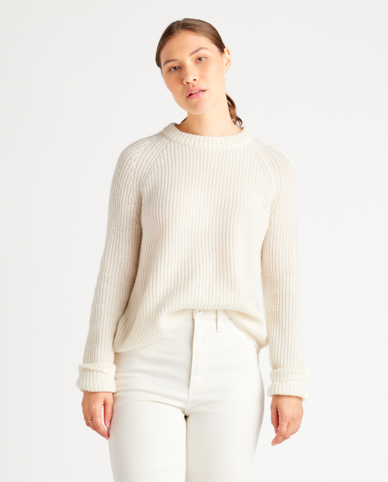 Mongolian Cashmere Fisherman Crewneck Sweater