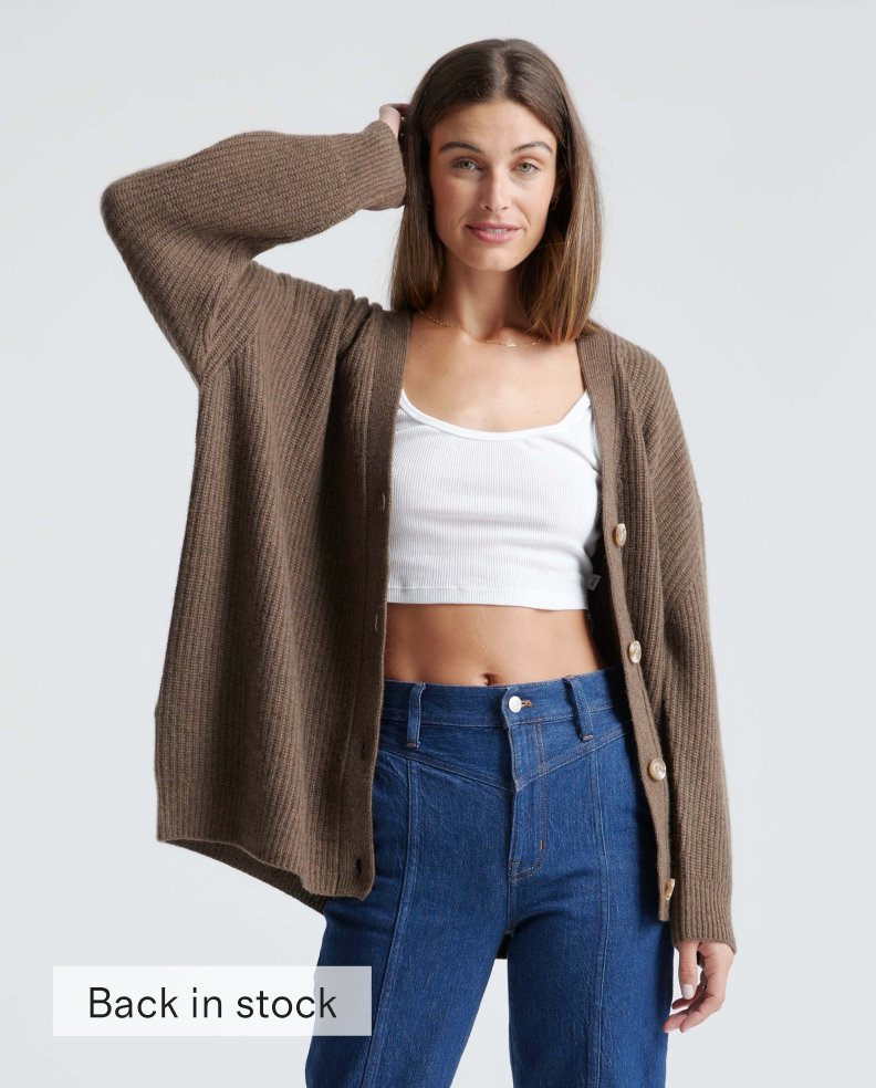 Mongolian Cashmere Oversized Boyfriend Cardigan Sweater