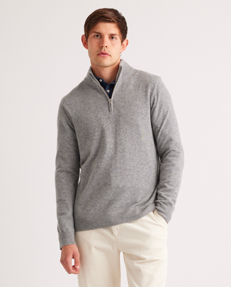 Men’s Mongolian Cashmere Quarter Zip Sweater
