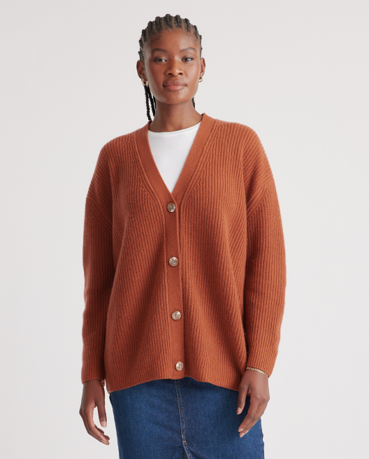 Mongolian Cashmere Oversized Boyfriend Cardigan Sweater