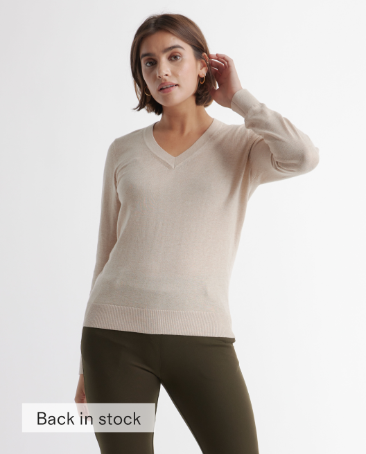 Lightweight Cotton Cashmere V-Neck Sweater