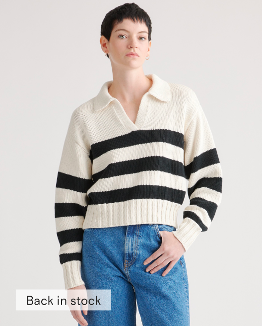 100% Organic Cropped Cotton Polo Sweater