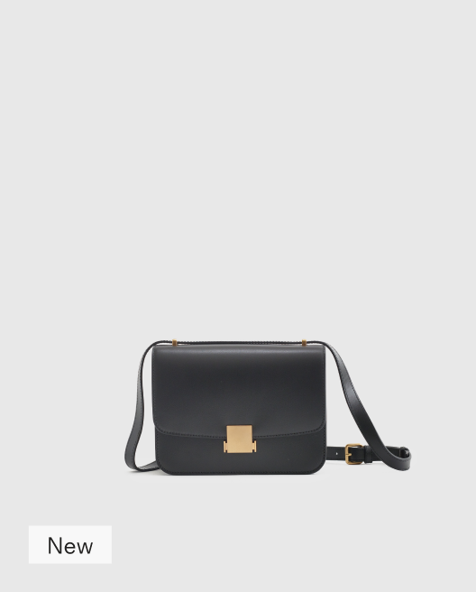 Italian Leather Box Shoulder Bag