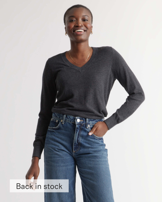 Lightweight Cotton Cashmere V-Neck Sweater