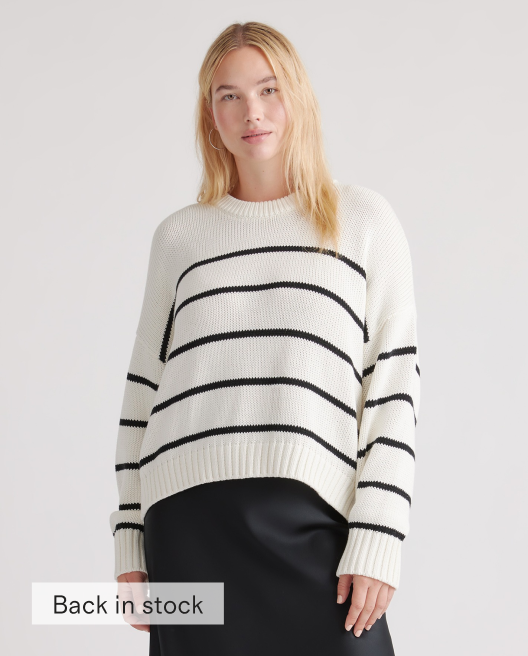 100% Organic Cotton Striped Crew Sweater