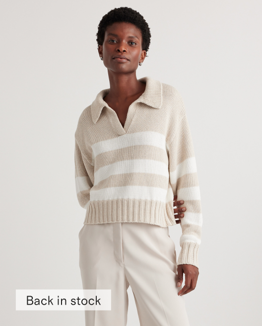 100% Organic Cropped Cotton Polo Sweater