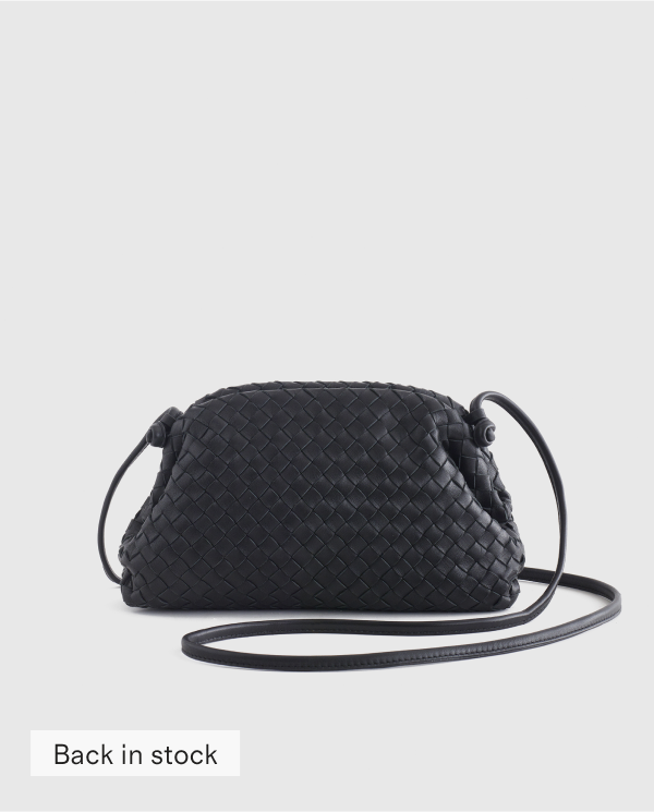 Italian Leather Handwoven Pouch Crossbody Clutch