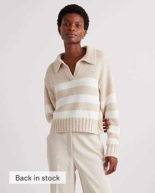 100% Organic Cropped Cotton Polo Sweater
