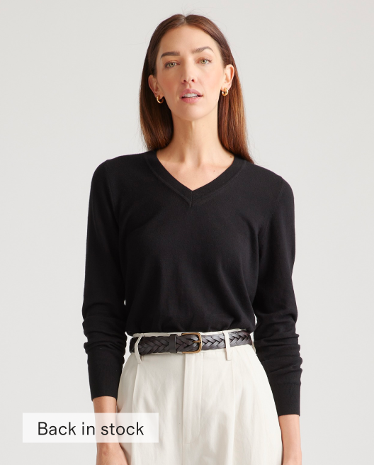 Lightweight Cotton Cashmere V-Neck Sweater
