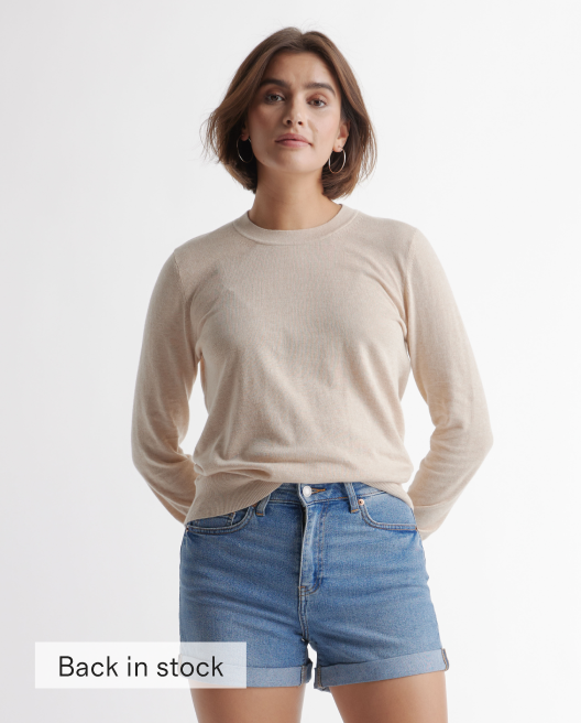 Lightweight Cotton Cashmere Crew Sweater