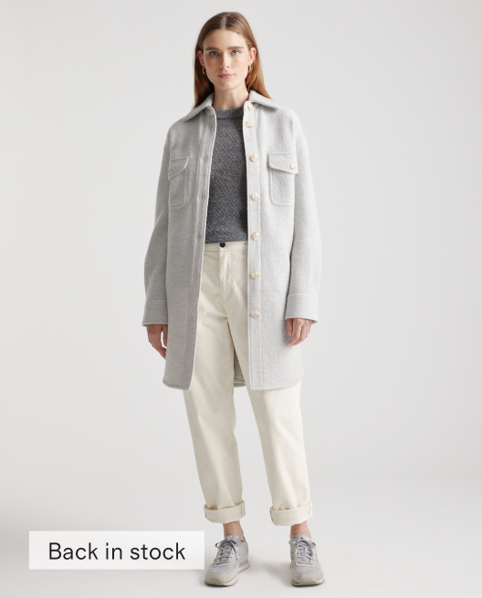 100% Merino Wool Long Shirt Jacket