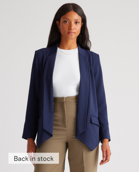 Stretch Crepe Open Blazer