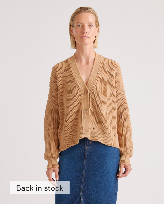 100% Organic Cotton Fisherman Boxy Cropped Cardigan