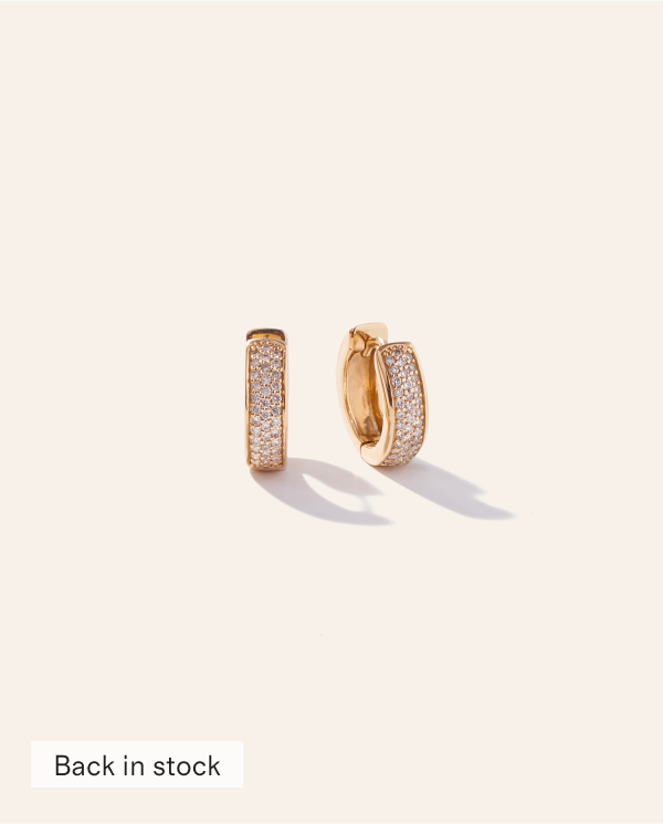14K Gold Diamond Pave Multirow Huggie Hoops