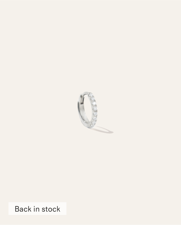 14K Gold Pavé Diamond Huggie Solo Hoop