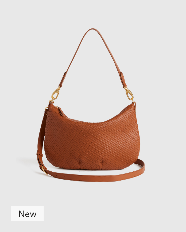 Italian Leather Convertible Crescent Handwoven Shoulder Bag