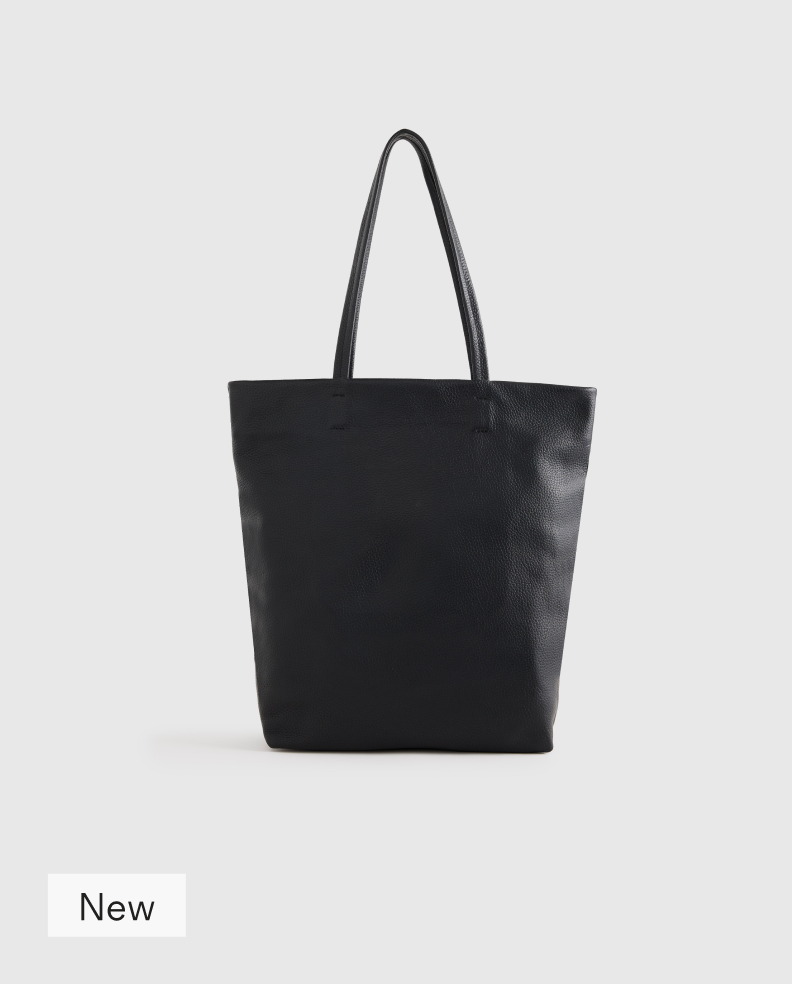 Italian Leather Tall Zip Top Tote