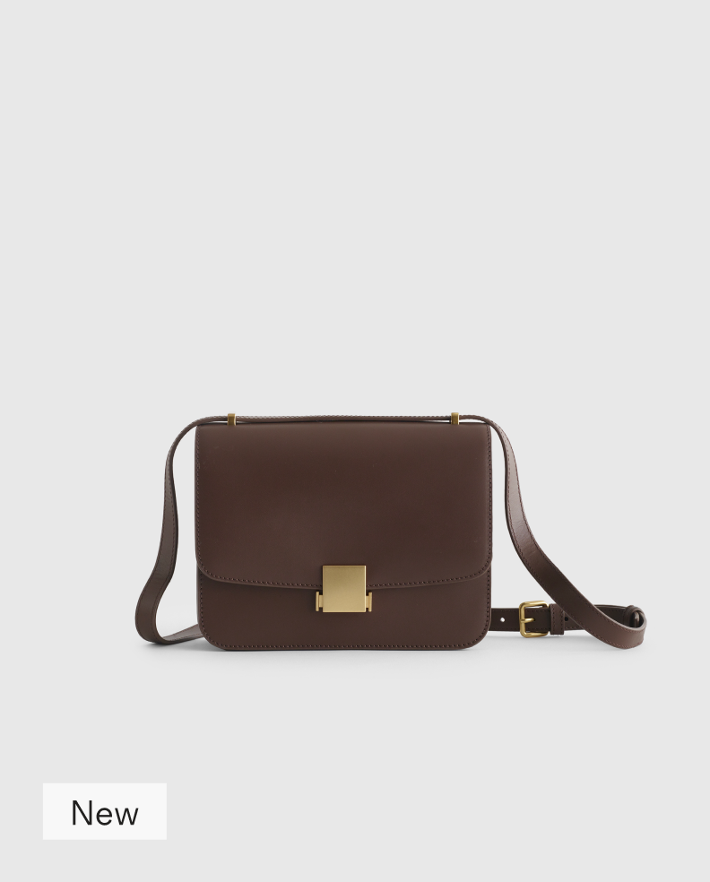 Italian Leather Box Shoulder Bag
