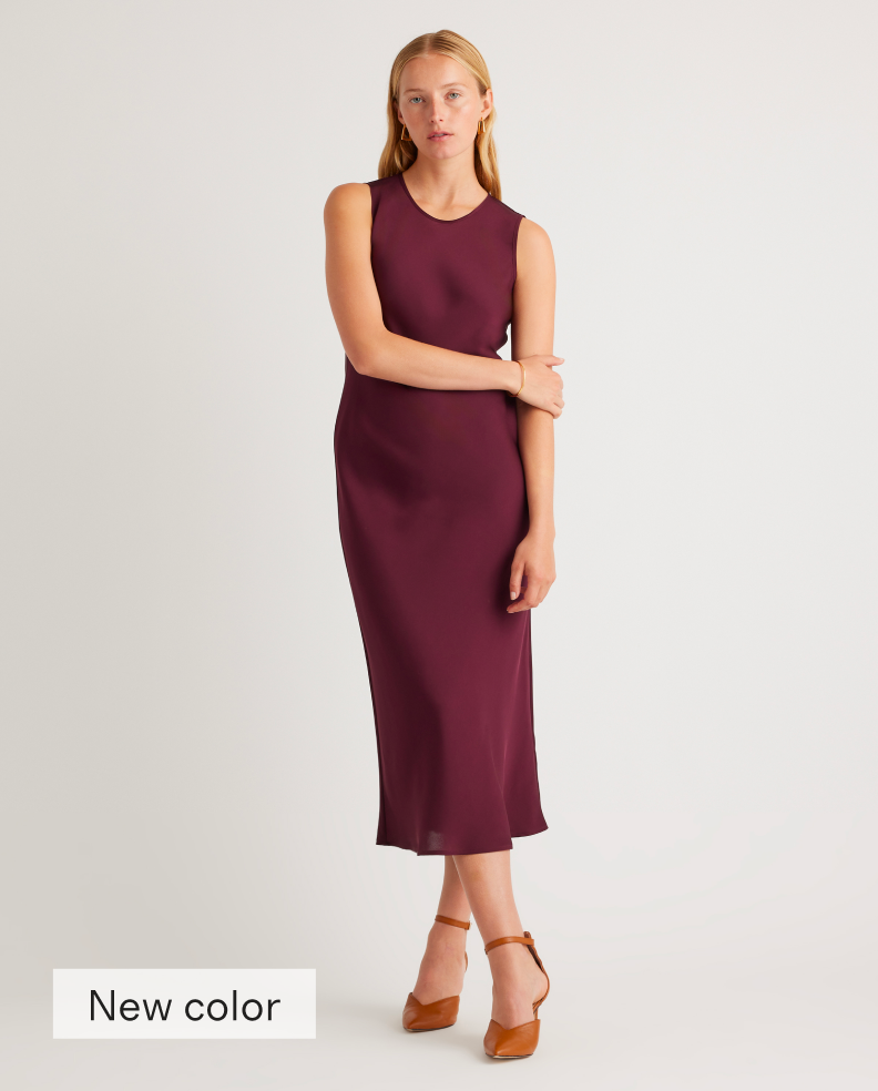 Washable Stretch Silk Tank Midi Dress