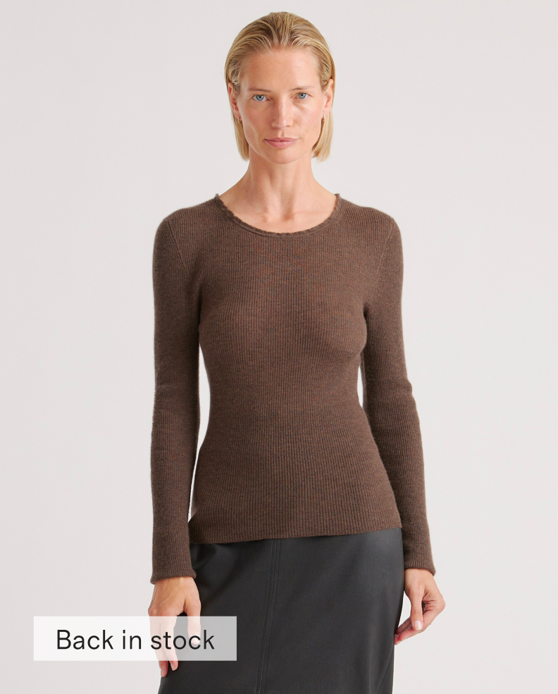 Featherweight Cashmere Ribbed Crewneck Sweater