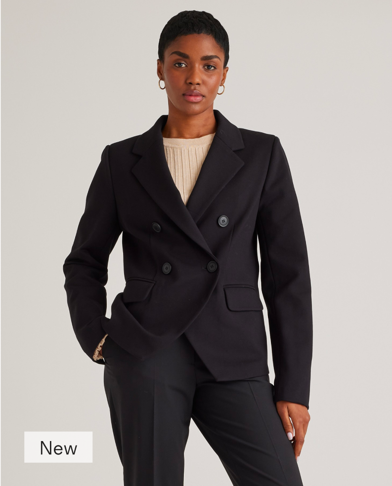 Ultra-Stretch Ponte Double Breasted Blazer