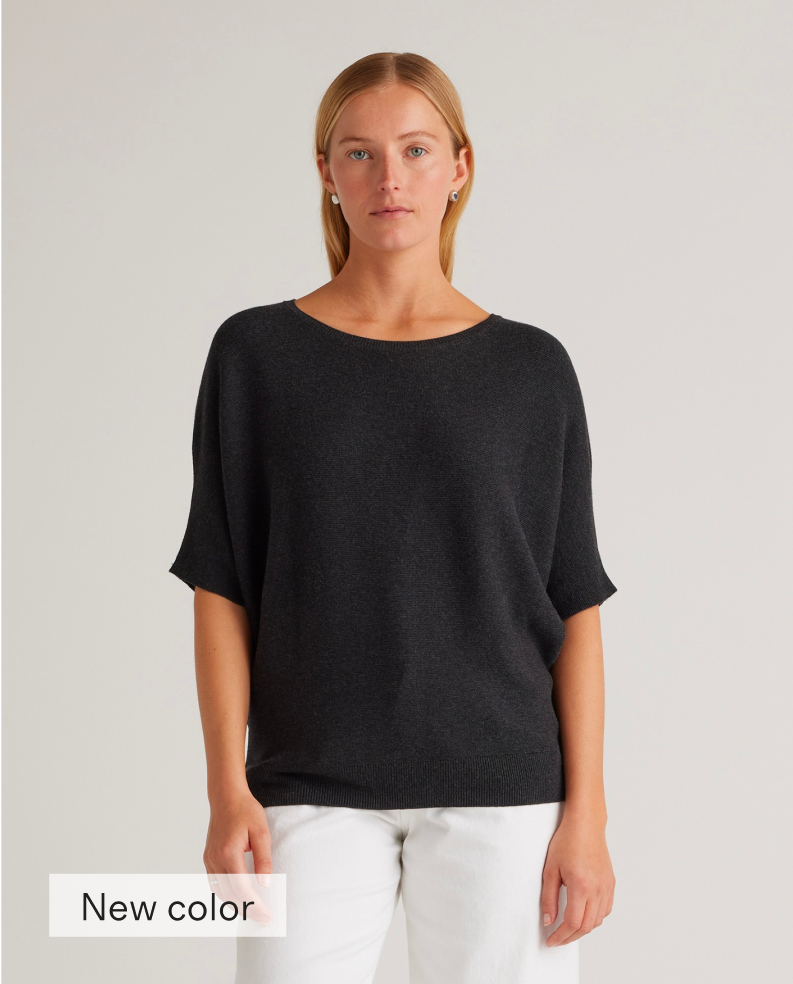 Lightweight Cotton Cashmere Link-Stitch Dolman Sweater