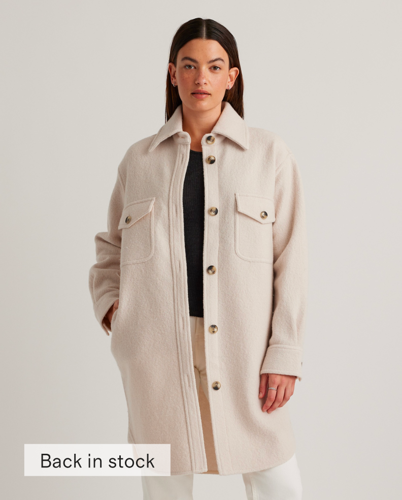 100% Merino Wool Long Shirt Jacket