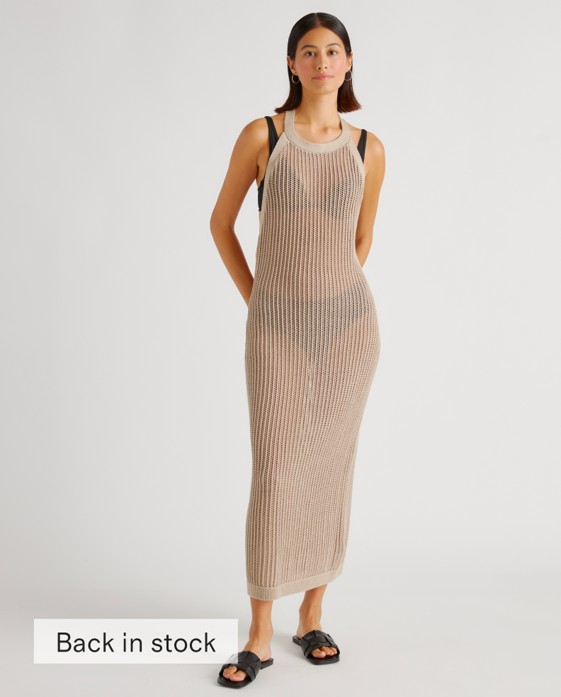 100% Organic Cotton Open-Knit Cover-Up Maxi Dress