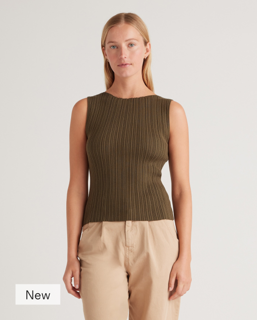 Lightweight Cotton Cashmere Ribbed Tank